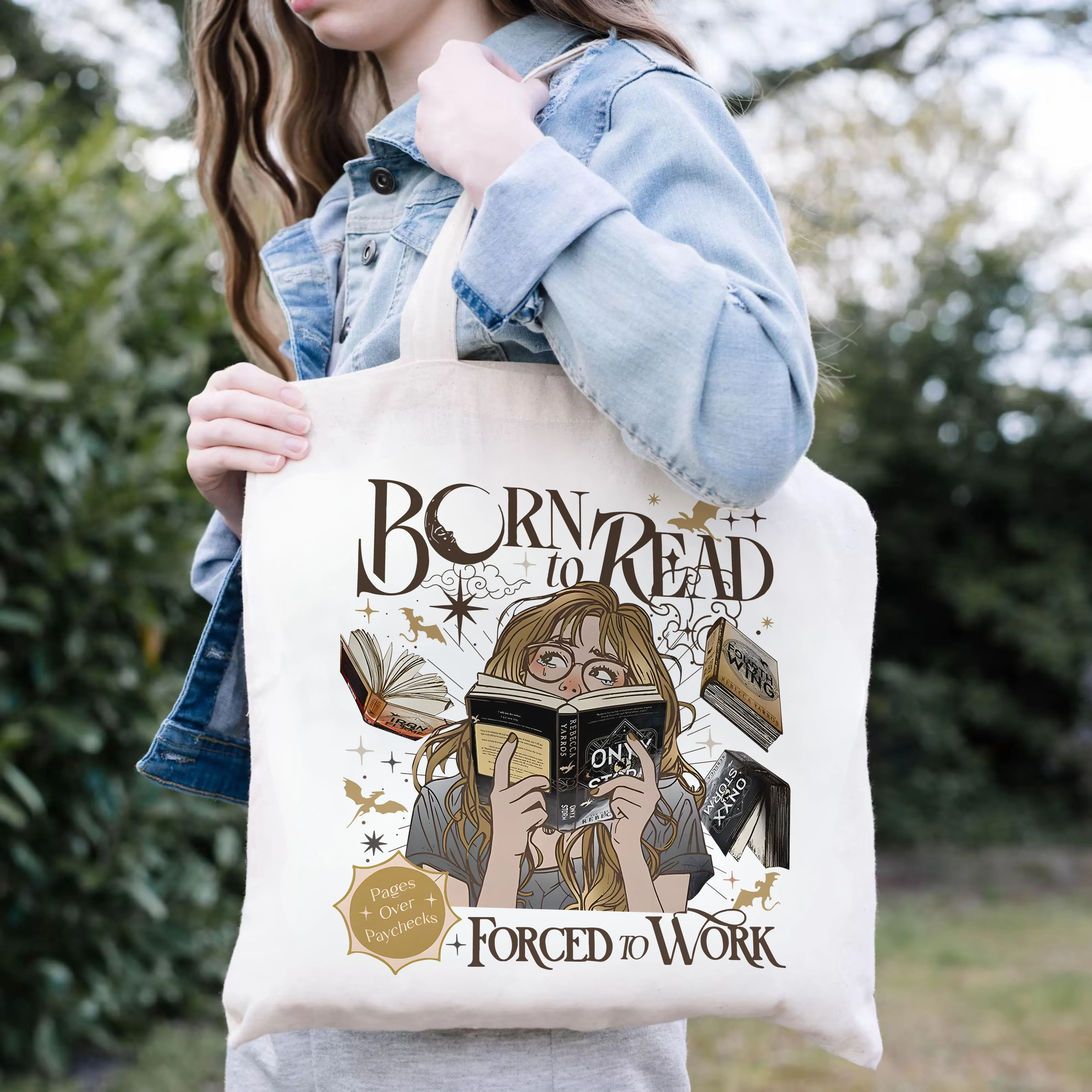 Born to Read Tote Bag – Book Lover Aesthetic Canvas