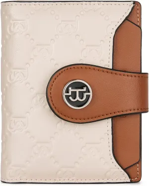 BOSTANTEN Women Leather Wallet RFID Blocking Small Bifold Zipper Pocket Wallet Card Case Purse with ID Window