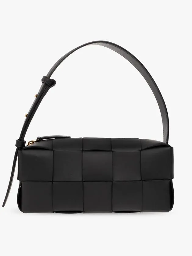 Bottega Veneta Brick Cassette Intrecciato Small Shoulder Bag Black