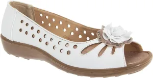 Boulevard Womens/Ladies Punched Open Toe Flower Casual Shoes