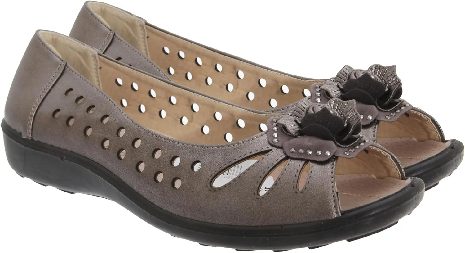 Boulevard Womens/Ladies Punched Open Toe Flower Casual Shoes