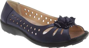 Boulevard Womens/Ladies Punched Open Toe Flower Casual Shoes