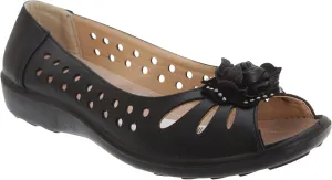 Boulevard Womens/Ladies Punched Open Toe Flower Casual Shoes