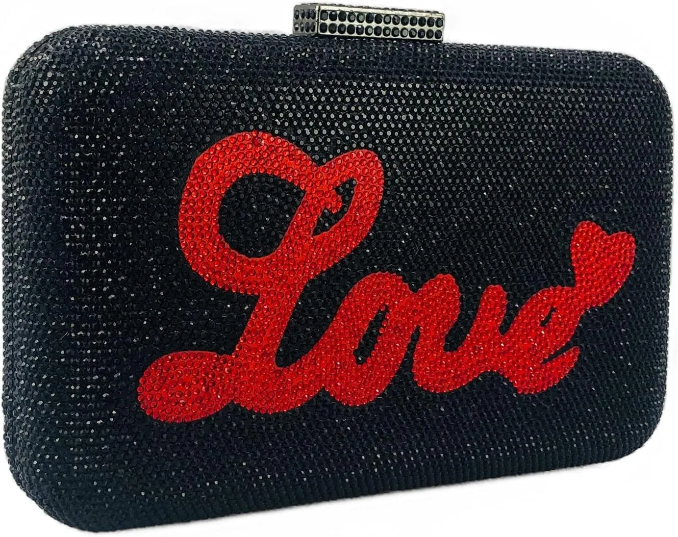 Boutique De FGG Luxury Crystal Evening Bags Women Heart and Love Clutch Purse for Wedding Bridal Rhinestone Handbags,Mini