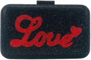 Boutique De FGG Luxury Crystal Evening Bags Women Heart and Love Clutch Purse for Wedding Bridal Rhinestone Handbags,Mini