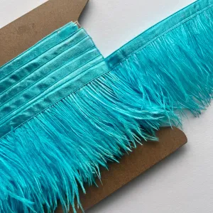 Bright Blue Ostrich Feather Fringe Trim - 2.9m length