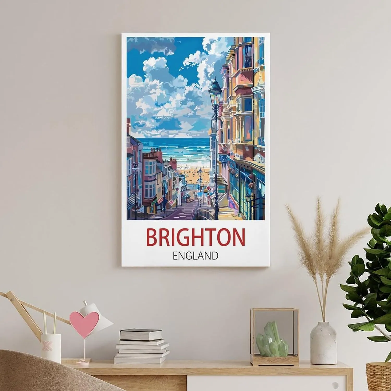 Brighton England Travel Poster Print Canvas Wall Art for Bedroom Living Room HD Print Posters 20x30inch(50x75cm)