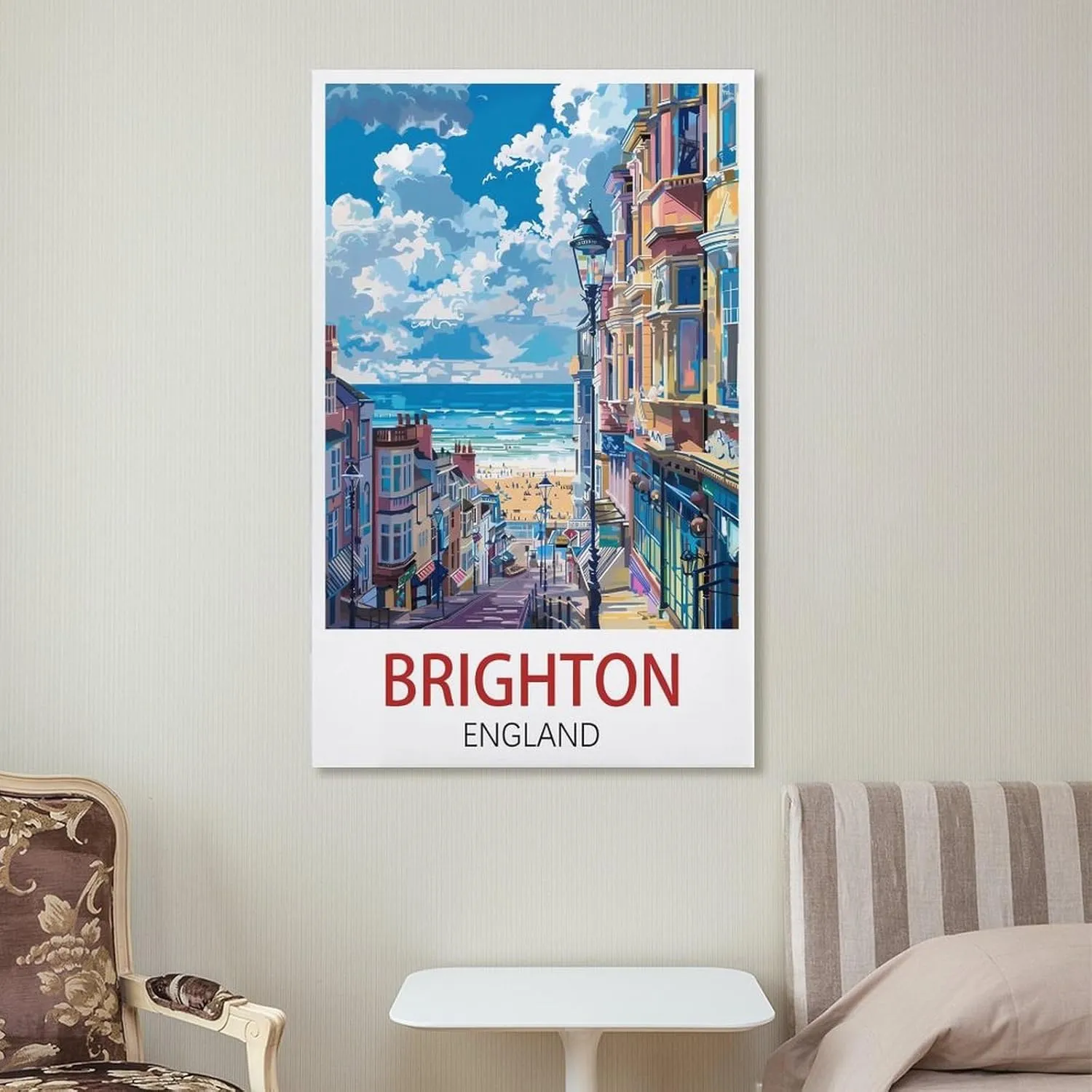 Brighton England Travel Poster Print Canvas Wall Art for Bedroom Living Room HD Print Posters 20x30inch(50x75cm)