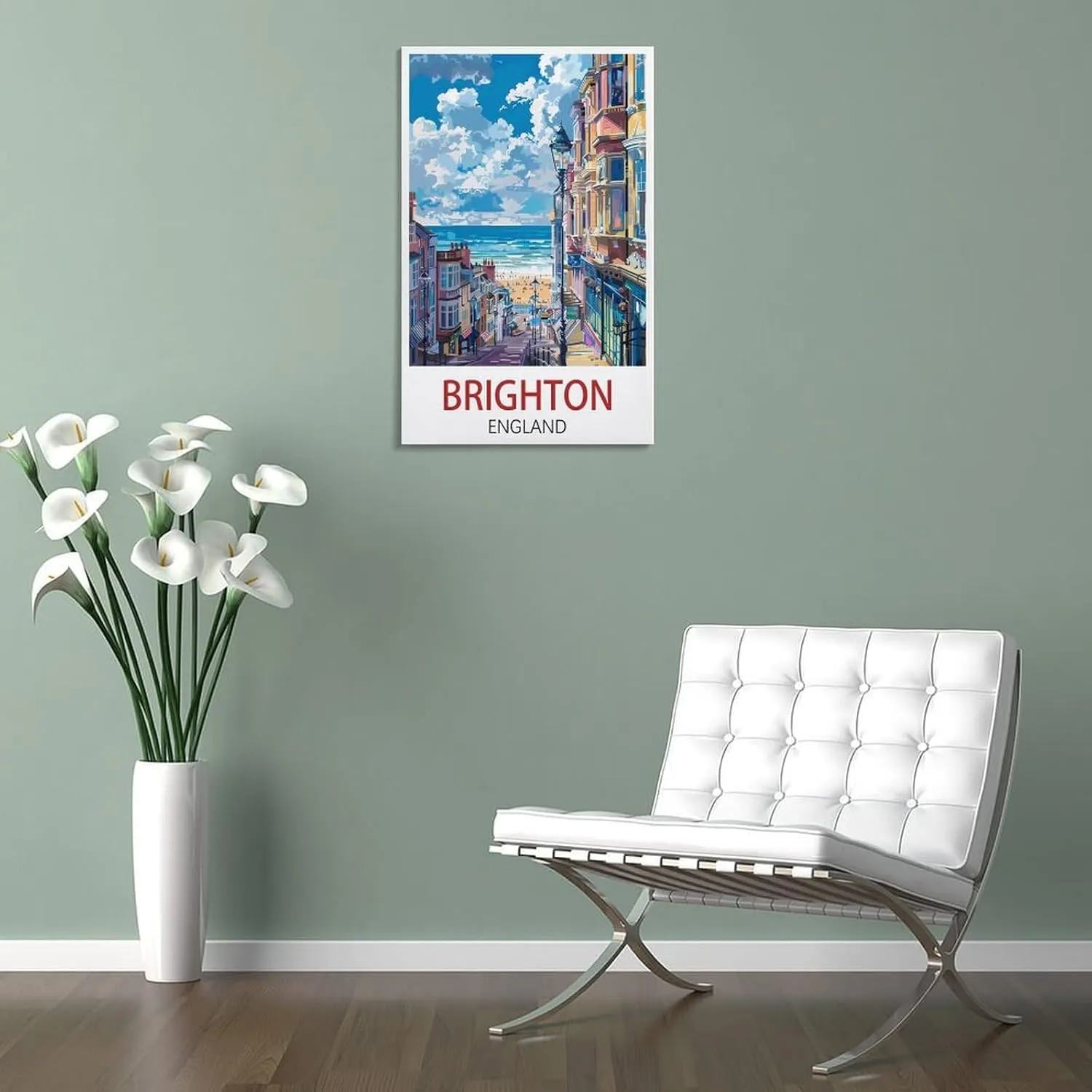 Brighton England Travel Poster Print Canvas Wall Art for Bedroom Living Room HD Print Posters 20x30inch(50x75cm)