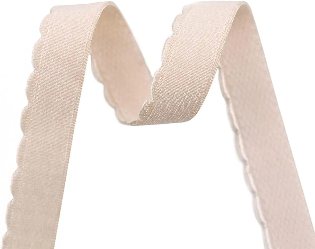 Bristlegrass Picot Plush Bra Strap Elastic Band for Sewing 3/8" 10mm Roll Spool Nylon Spandex Shoulder Tape for Lingerie Underwear Sewing Trim (I-3/8 Inch x 50 Yards,Nude)