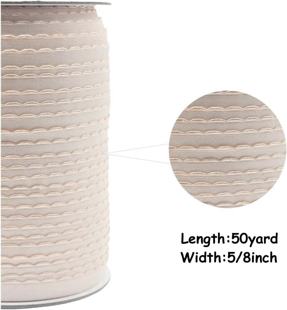 Bristlegrass Picot Plush Bra Strap Elastic Band for Sewing 3/8" 10mm Roll Spool Nylon Spandex Shoulder Tape for Lingerie Underwear Sewing Trim (I-3/8 Inch x 50 Yards,Nude)