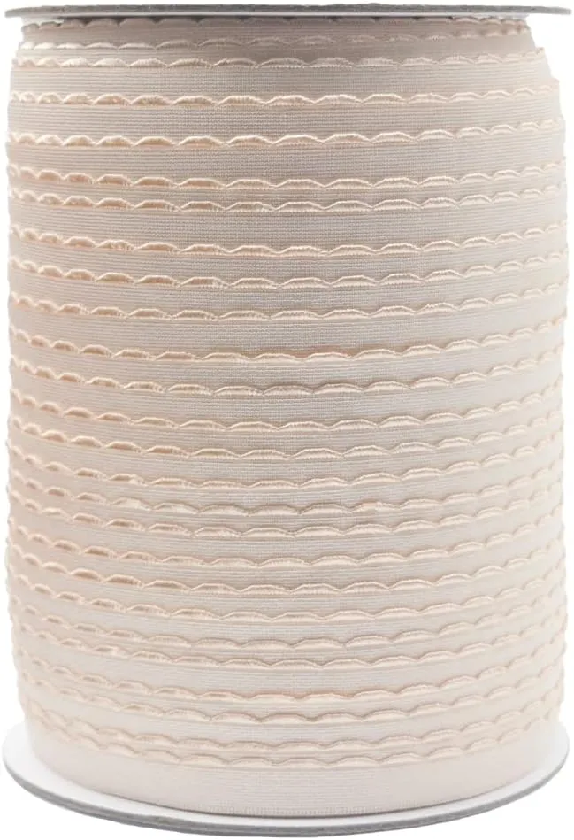 Bristlegrass Picot Plush Bra Strap Elastic Band for Sewing 3/8" 10mm Roll Spool Nylon Spandex Shoulder Tape for Lingerie Underwear Sewing Trim (I-3/8 Inch x 50 Yards,Nude)
