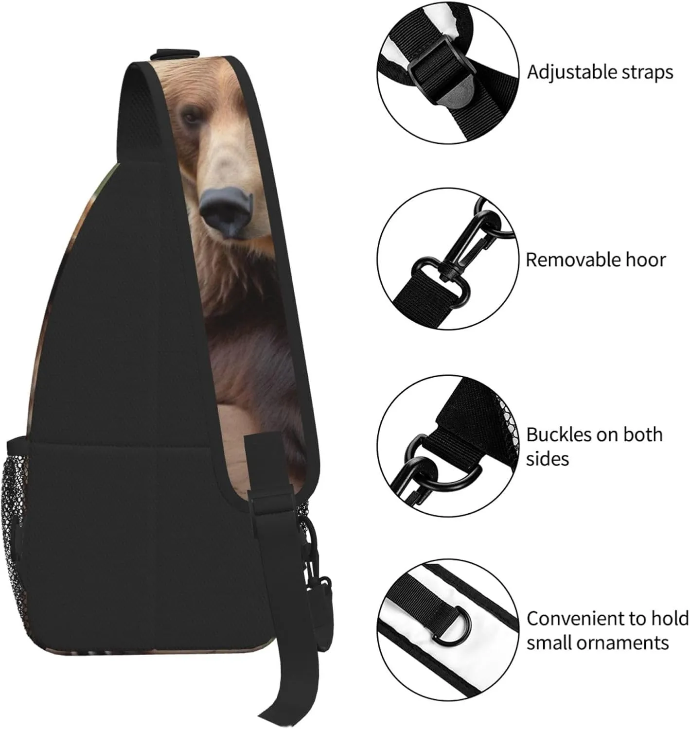 Brown Bears Print Cross Chest Bag Diagonally For Short-Distance Travel And Daily Use
