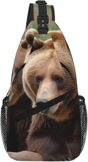 Brown Bears Print Cross Chest Bag Diagonally For Short-Distance Travel And Daily Use
