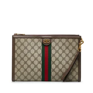 Brown Gucci X Balenciaga BB Supreme Ophidia Web Clutch