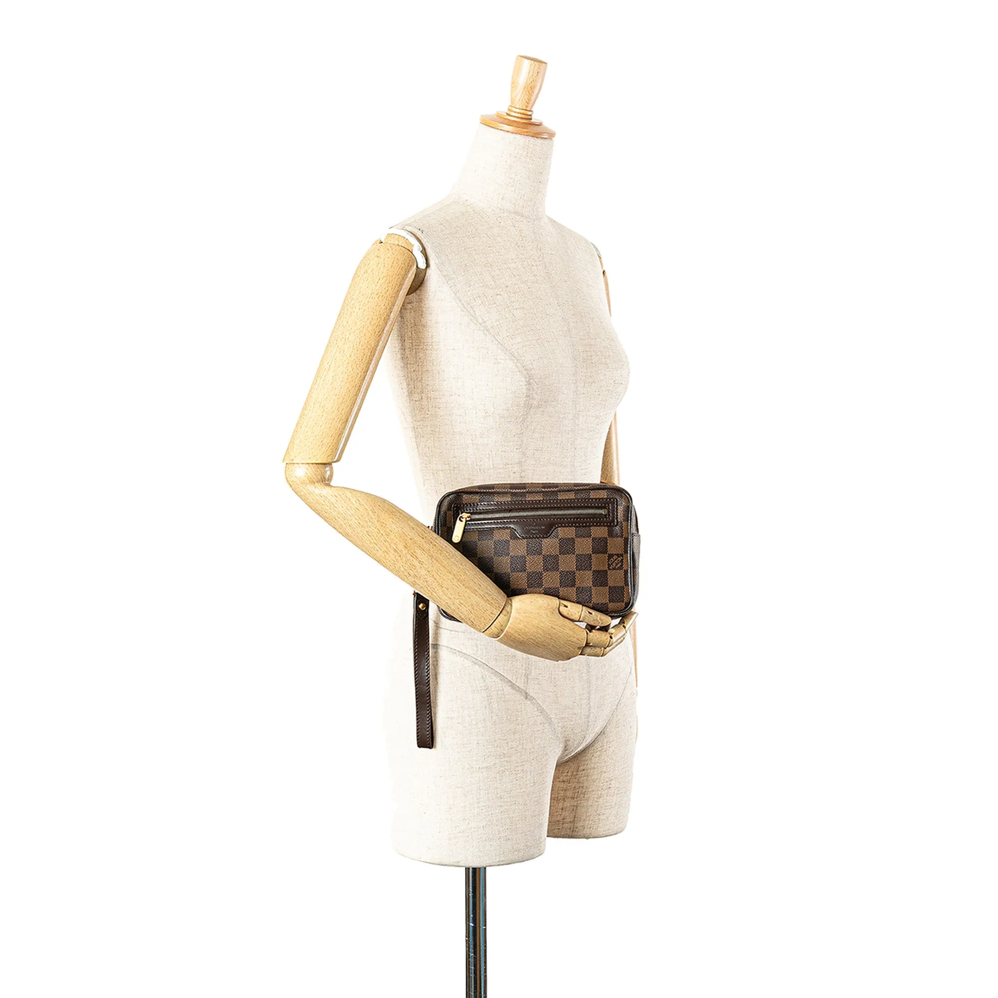 Brown Louis Vuitton Damier Ebene Pochette Billets Macao Clutch Bag
