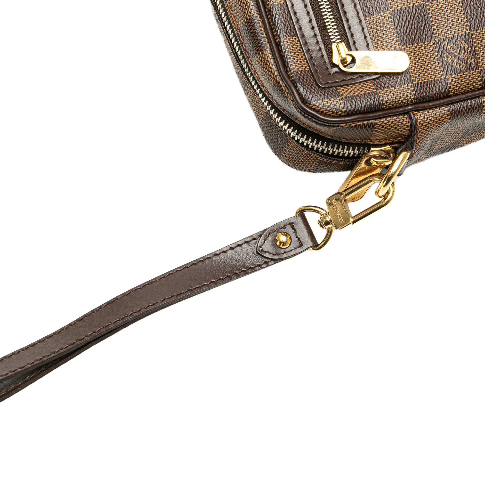 Brown Louis Vuitton Damier Ebene Pochette Billets Macao Clutch Bag