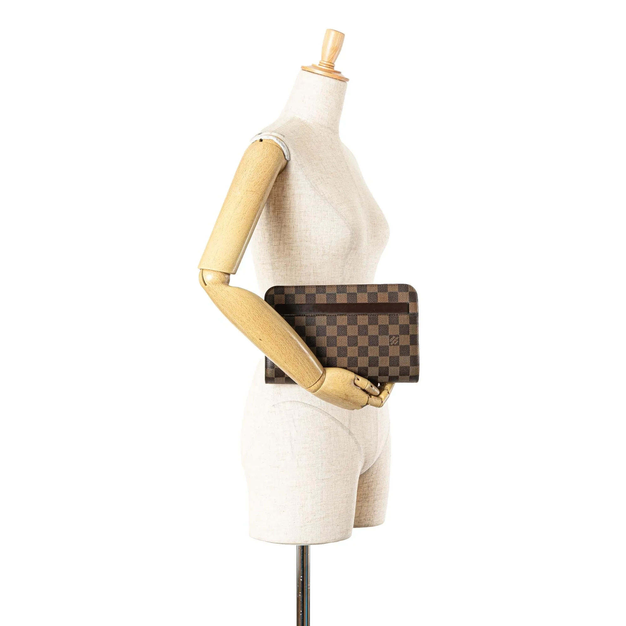 Brown Louis Vuitton Damier Ebene Saint Louis Pochette Clutch Bag