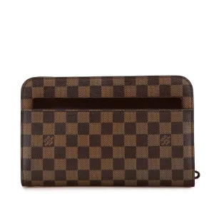 Brown Louis Vuitton Damier Ebene Saint Louis Pochette Clutch Bag