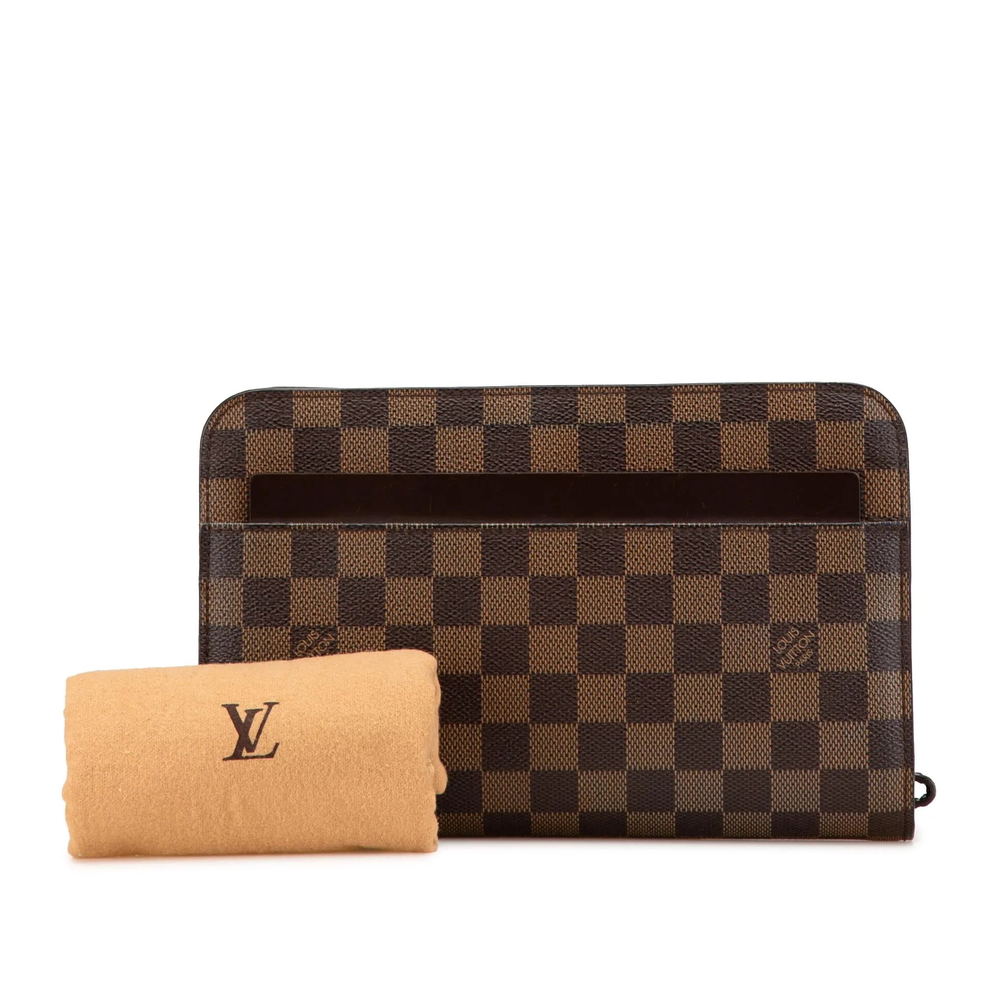 Brown Louis Vuitton Damier Ebene Saint Louis Pochette Clutch Bag