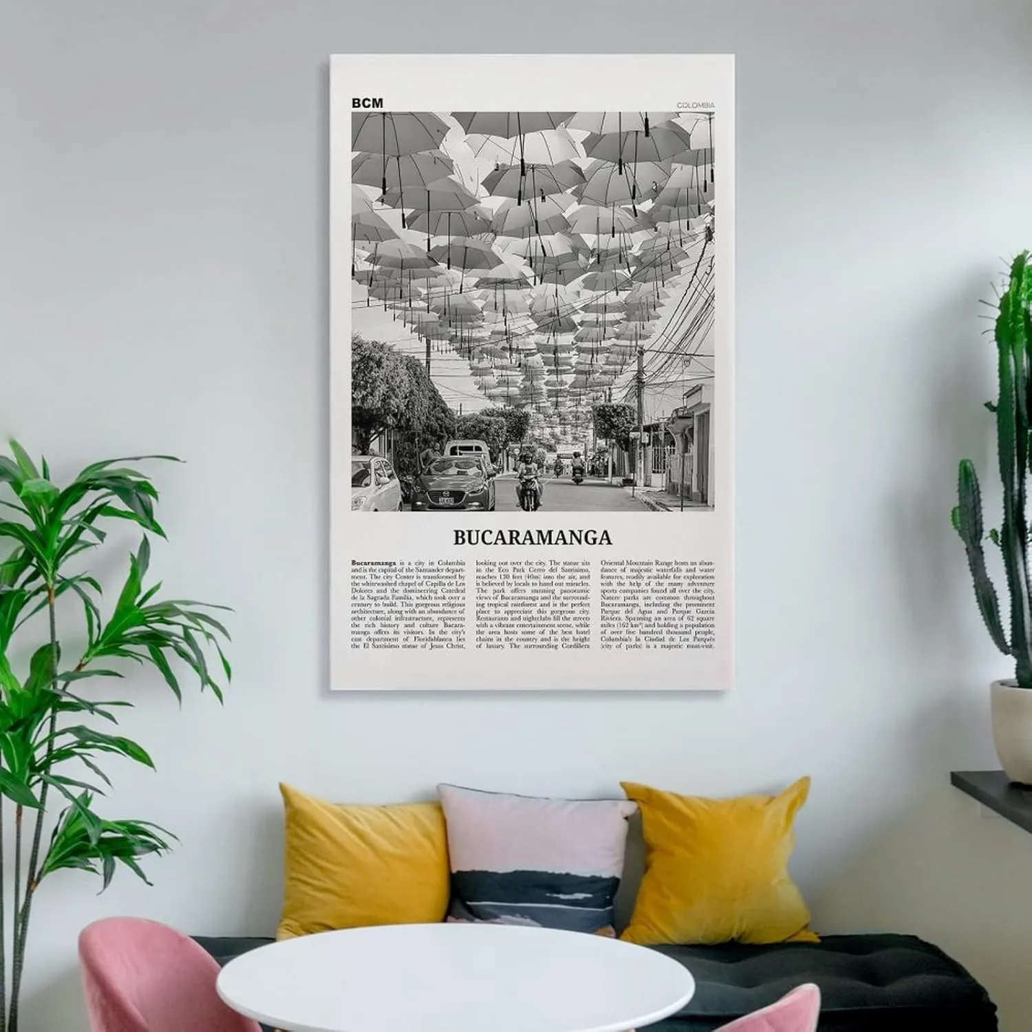 Bucaramanga Print Black And White, Bucaramanga Wall Art, Bucaramanga Poster, Bucaramanga Photo, Buca Canvas Art Poster And Wall Art Picture Print Modern Family Bedroom Decor Posters 24x36inch(60x90cm)