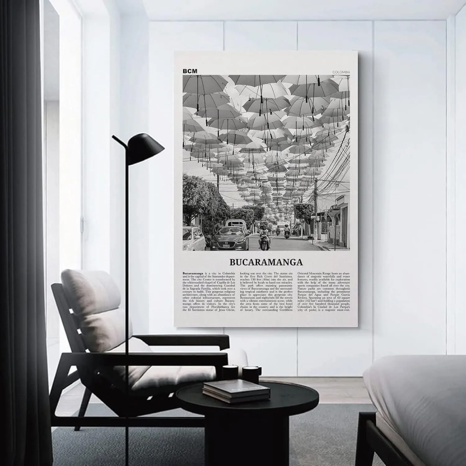 Bucaramanga Print Black And White, Bucaramanga Wall Art, Bucaramanga Poster, Bucaramanga Photo, Buca Canvas Art Poster And Wall Art Picture Print Modern Family Bedroom Decor Posters 24x36inch(60x90cm)