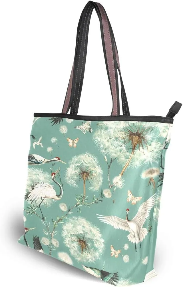 Butterflies with Dandelion Shoulder Bags Large Handle Ladies Handbag