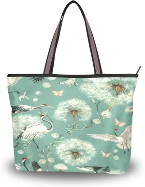 Butterflies with Dandelion Shoulder Bags Large Handle Ladies Handbag