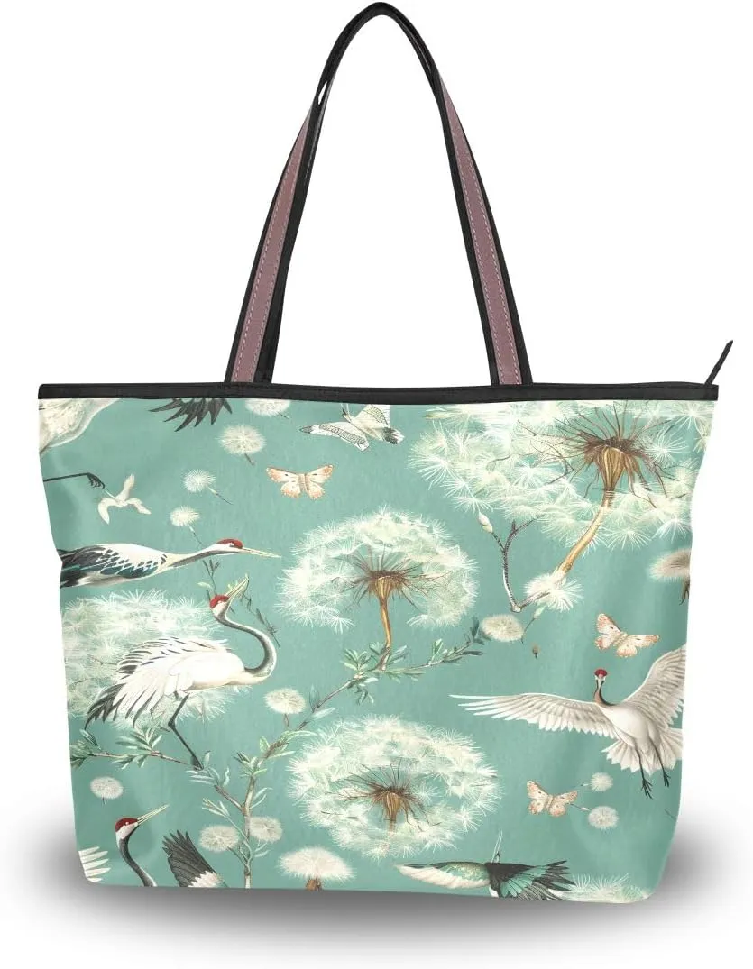 Butterflies with Dandelion Shoulder Bags Large Handle Ladies Handbag