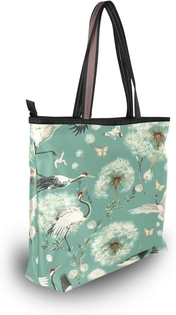 Butterflies with Dandelion Shoulder Bags Large Handle Ladies Handbag