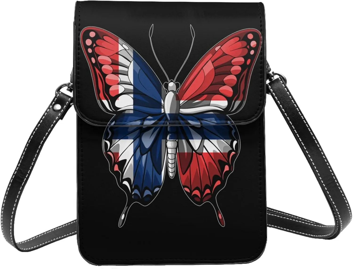 Butterfly Norway Norse Norwegians Flag Small Crossbody Bag Is A Shoulder Bag Designed For Women And Girls Cell Phone Crossbody Wallet Purses With Card Slots Adjustable Strap