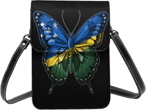 Butterfly Solomon Islanders Flag Small Crossbody Bag Is A Shoulder Bag Designed For Women And Girls Cell Phone Crossbody Wallet Purses With Card Slots Adjustable Strap