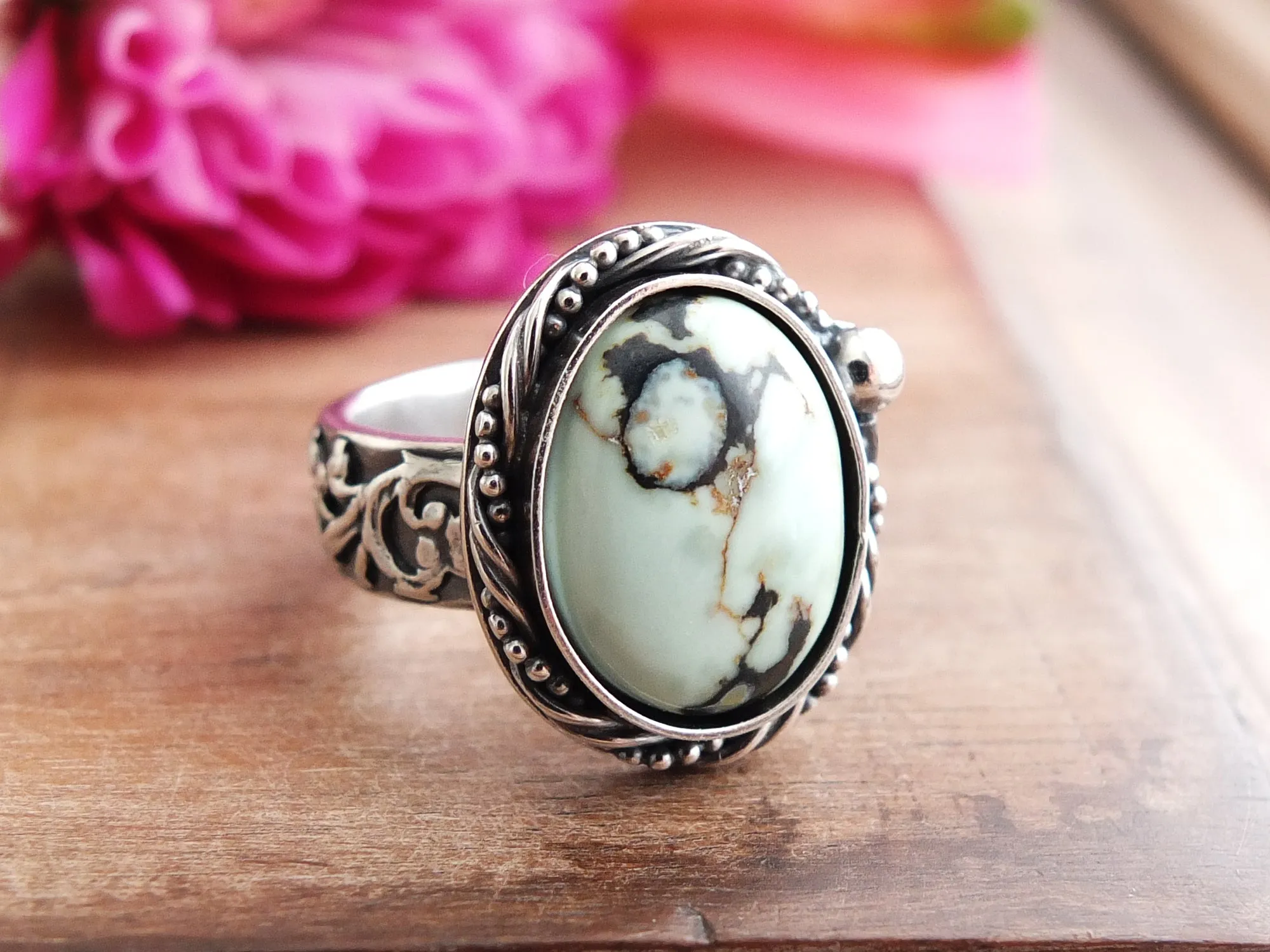 Butterfly Wing Variscite Ring or Pendant (Choose Your Size)