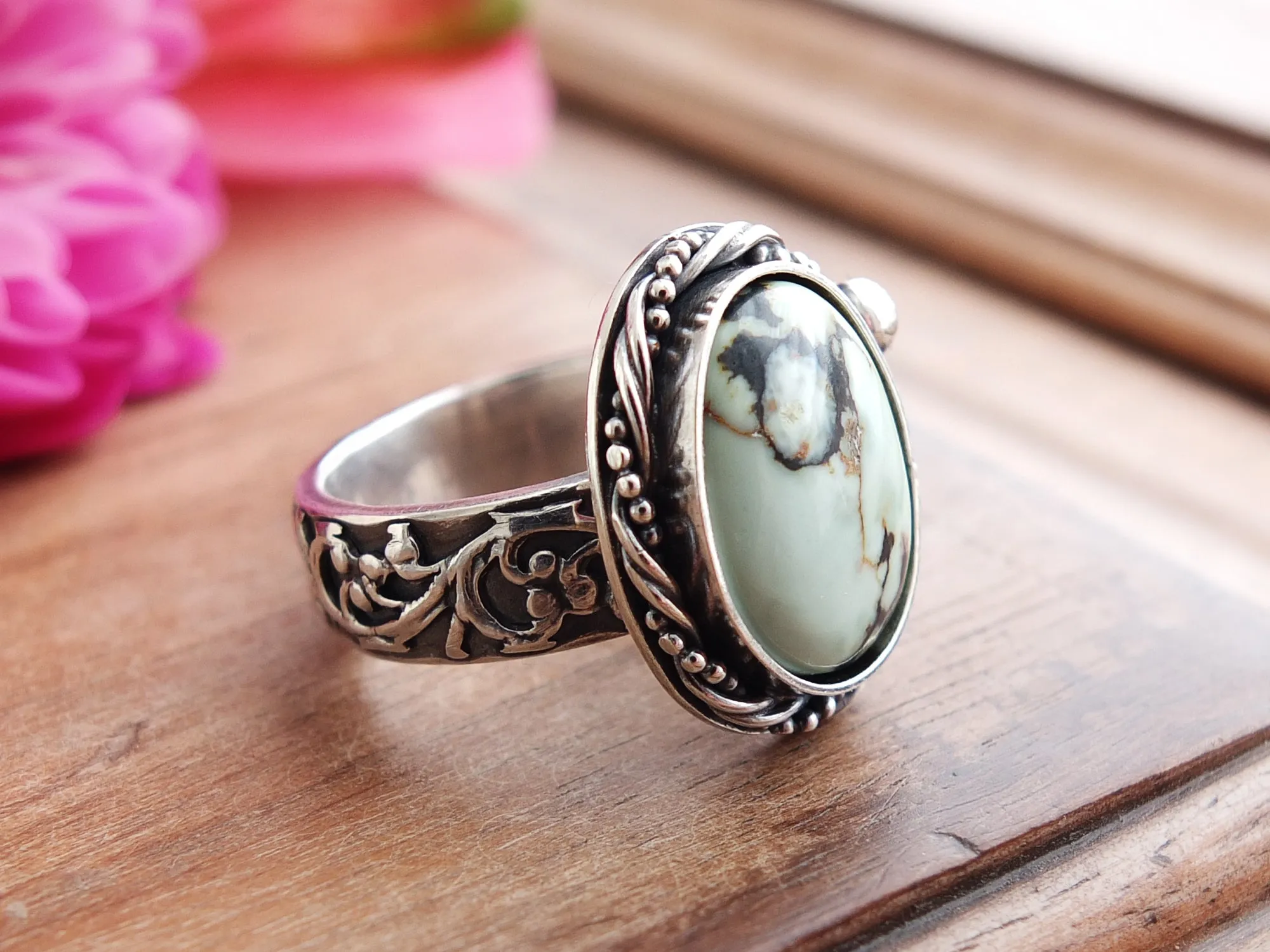 Butterfly Wing Variscite Ring or Pendant (Choose Your Size)