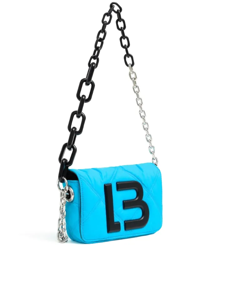 BYL Extra-Small Padded Nylon Flap Bag Neon Blue
