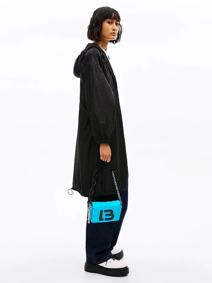 BYL Extra-Small Padded Nylon Flap Bag Neon Blue
