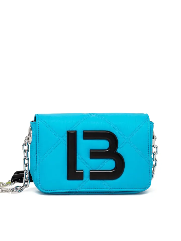 BYL Extra-Small Padded Nylon Flap Bag Neon Blue