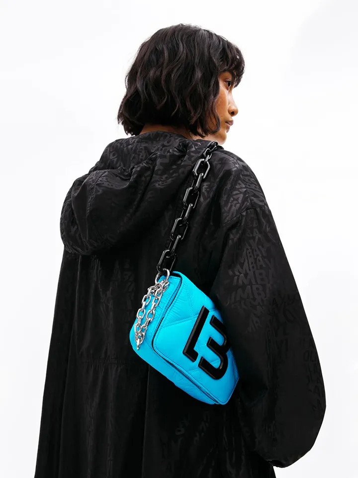 BYL Extra-Small Padded Nylon Flap Bag Neon Blue