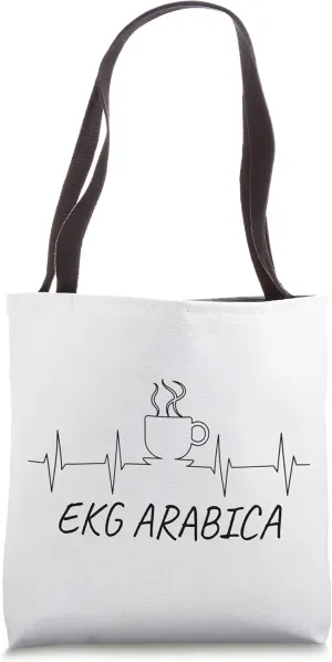 Caffeine Dependent Arabica Bean Coffee EKG Waves Strip Tote Bag