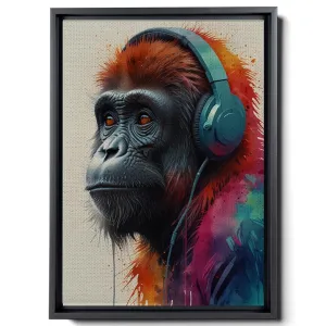 Canvas Print Canvas Wall Art Thinking Monkey With Headphones And Street Art Print Monkey Art Print Monkey Artwork Canvas, Print