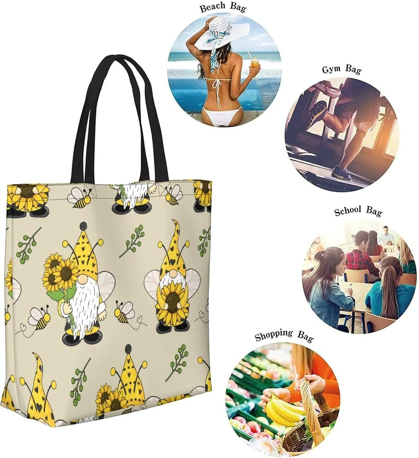 Canvas Tote Bag Large Women Casual Shoulder Bag Handbag Reusable Beach Shopping Grocery Bag For Outdoors