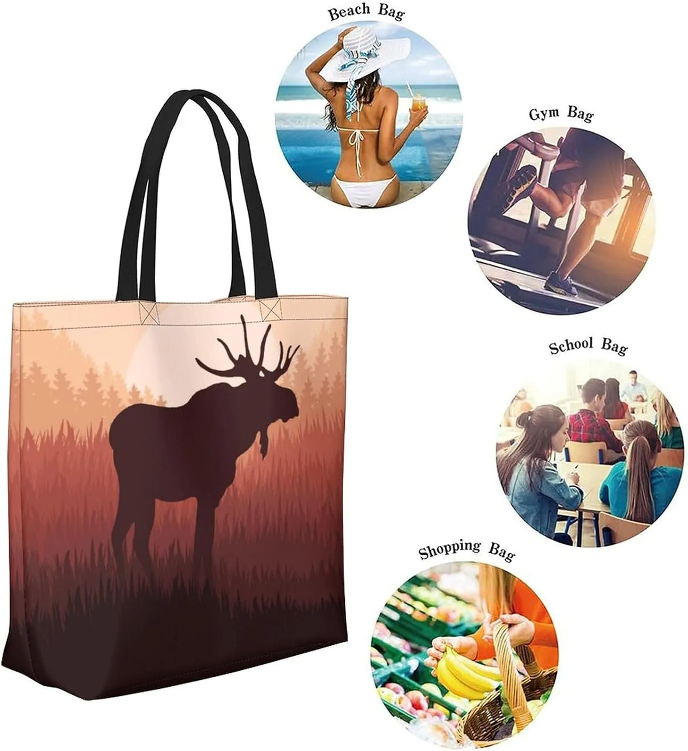 Canvas Tote Bag - Large Women's Casual Shoulder Handbag - Reusable Beach & Shopping Grocery Bag for Outdoors