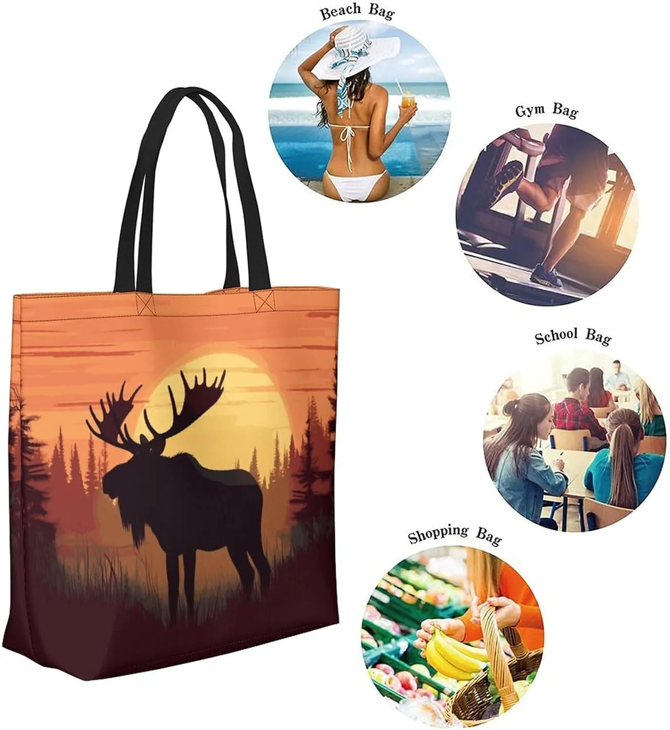 Canvas Tote Bag - Large Women's Casual Shoulder Handbag - Reusable Beach & Shopping Grocery Bag for Outdoors