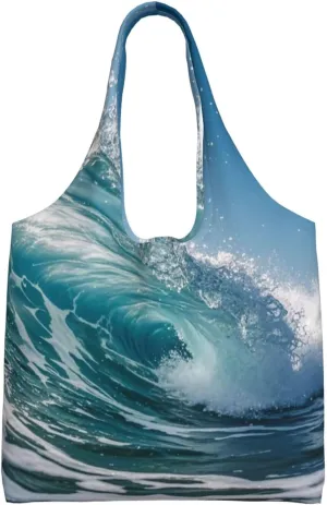 Canvas Tote Bag, Washable Cute Reusable Shoulder Hand Purse bags for Women Shopping Gifts Beach(Ocean Pulse Print)