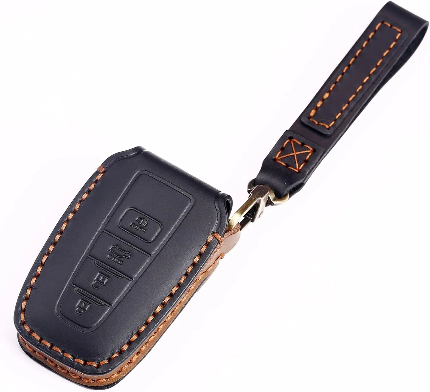 Car Key Fob Cover Case Protector for Toyota, Genuine Leather Car Smart Key Chain Holder Remote Key Fob Case with Keychain