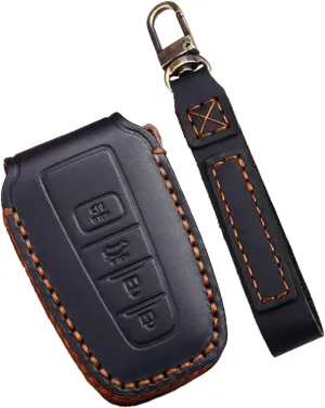 Car Key Fob Cover Case Protector for Toyota, Genuine Leather Car Smart Key Chain Holder Remote Key Fob Case with Keychain