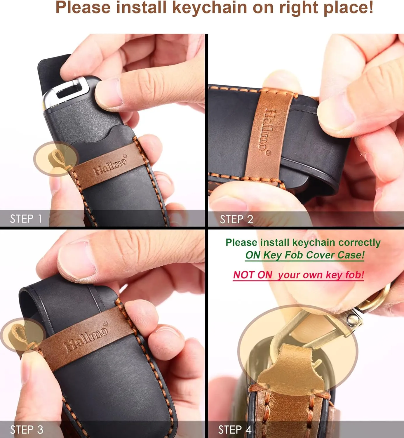 Car Key Fob Cover Case Protector for Toyota, Genuine Leather Car Smart Key Chain Holder Remote Key Fob Case with Keychain