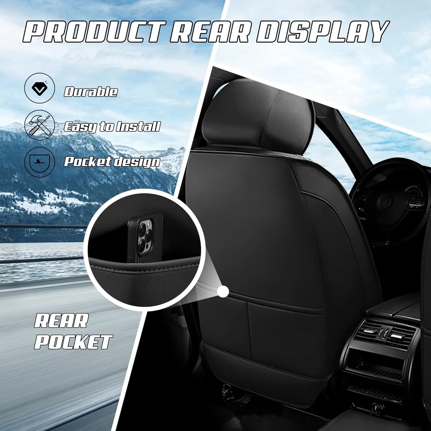 Car Seat Covers Fit for Acura 2000-2025, Stylish Sport Seat Covers, Waterproof Wear-Resistant Premium Nappa Leather Car Seat Covers.(2 Pcs Front/Black Blue)