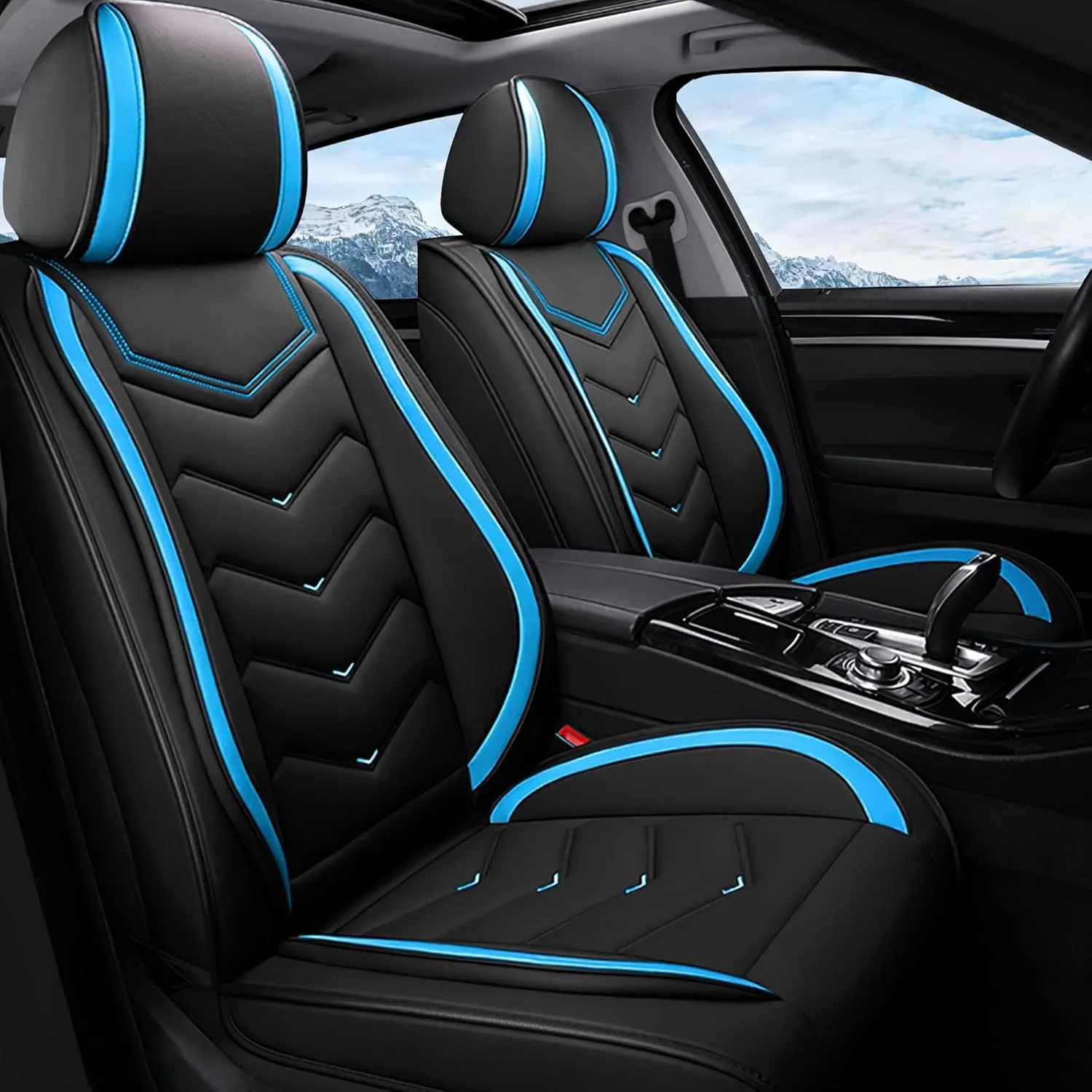 Car Seat Covers Fit for Acura 2000-2025, Stylish Sport Seat Covers, Waterproof Wear-Resistant Premium Nappa Leather Car Seat Covers.(2 Pcs Front/Black Blue)