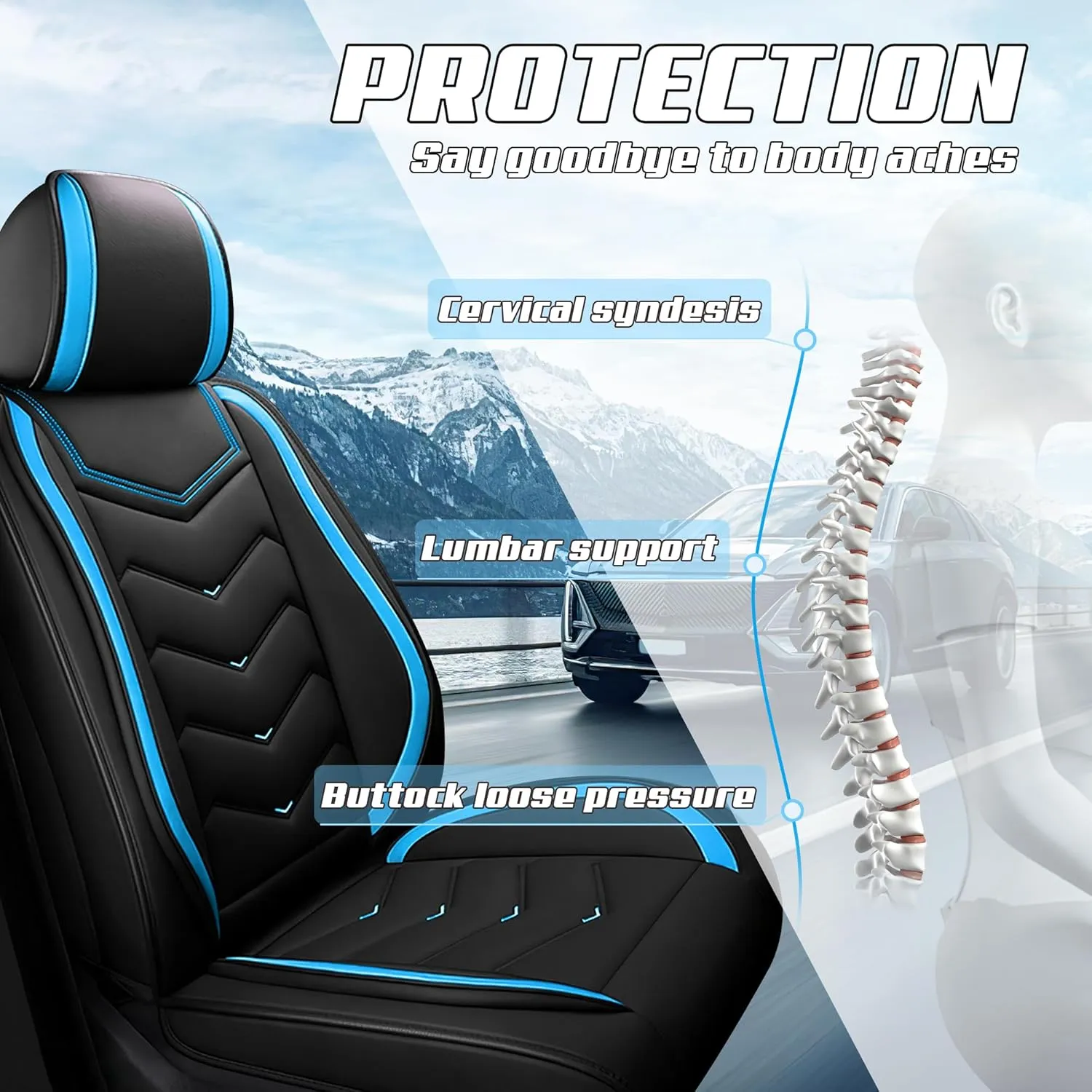 Car Seat Covers Fit for Acura 2000-2025, Stylish Sport Seat Covers, Waterproof Wear-Resistant Premium Nappa Leather Car Seat Covers.(2 Pcs Front/Black Blue)
